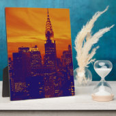 Blue Orange Pop Art New York City Fotoplatte (Seite)