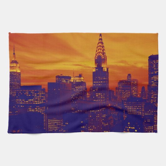 Blue Orange Pop Art New York City Geschirrtuch (Horizontal)