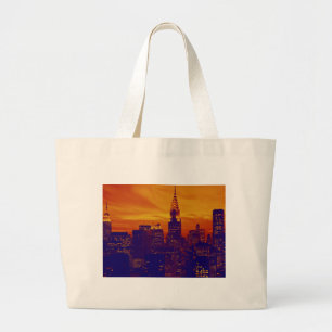 Blue Orange Pop Art New York City Jumbo Stoffbeutel