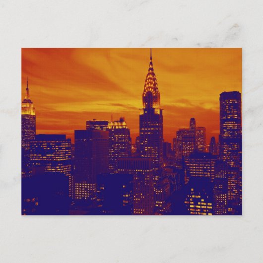 Blue Orange Pop Art New York City Postkarte (Vorderseite)