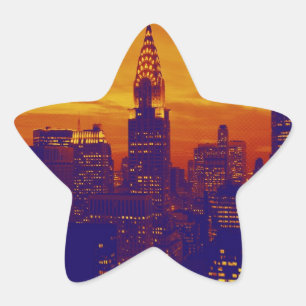 Blue Orange Pop Art New York City Stern-Aufkleber