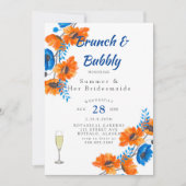 Blue Orange Poppy Bridesmaids Luncheon Einladung (Vorderseite)