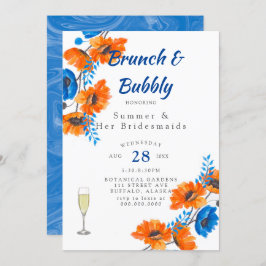 Blue Orange Poppy Bridesmaids Luncheon Einladung