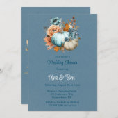 Blue Orange Pumpkin Peony Polterabend Einladung (Vorne/Hinten)