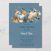 Blue Orange Pumpkin Peony Wedding Couples Dusche Einladung (Vorne/Hinten)