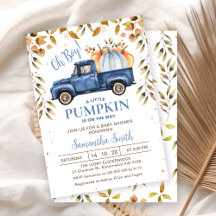 Blue Orange Pumpkin Truck Foliage Baby Dusche