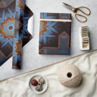Blue Orange Rustic Star Pattern No1