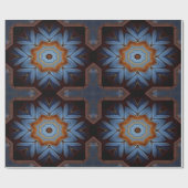 Blue Orange Rustic Star Pattern No1 Geschenkpapier (Flach)