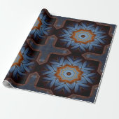Blue Orange Rustic Star Pattern No1 Geschenkpapier (Ungerollt)