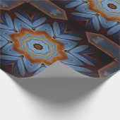 Blue Orange Rustic Star Pattern No1 Geschenkpapier (Ecke)