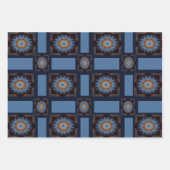 Blue Orange Rustic Star Pattern No1 Geschenkpapier Set (Vorderseite 3)
