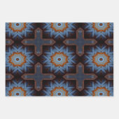 Blue Orange Rustic Star Pattern No1 Geschenkpapier Set (Vorderseite)
