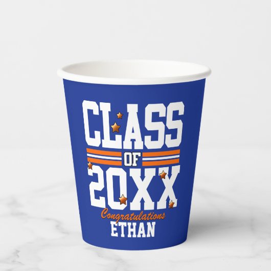 Blue|Orange Schließ Class Year Pappbecher (Vorderseite)