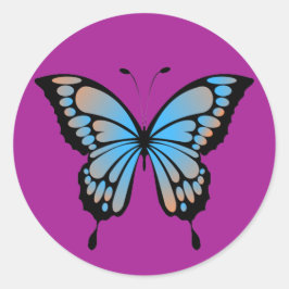 Blue-Orange-Schmetterlingsticker Runder Aufkleber