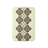 Blue Orange Spanish Tile Flower Pattern  Badematte (Vorderseite Vertikal)