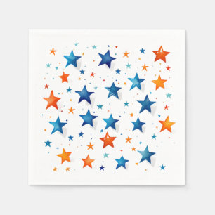 Blue & Orange Stars: Geburtstagsparty Napkins Serviette