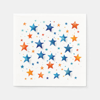 Blue & Orange Stars: Geburtstagsparty Napkins Serviette