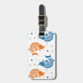 Blue Orange Summer Japanese Koi Fisch Gepäckanhänger (Vorderseite vertikal)