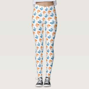 Blue Orange Summer Japanese Koi Fisch Leggings