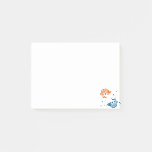 Blue Orange Summer Japanese Koi Fisch Post-it Klebezettel (Vorderseite)