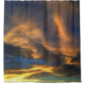 Blue Orange Sunset Clouds Abend Sky Duschvorhang (Vorderseite)