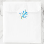 Blue Orange Tentacles Tinte Runder Aufkleber (Tasche)