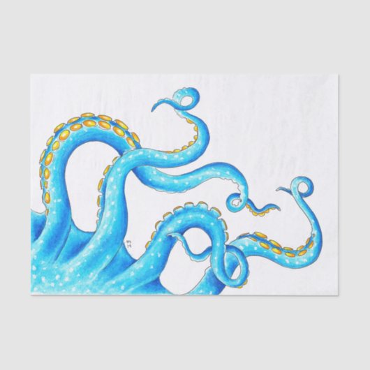 Blue Orange Tentacles Tinte Seidenpapier (Vorderseite)