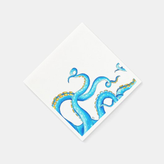 Blue Orange Tentacles Tinte Serviette (Ecke)