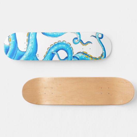 Blue Orange Tentacles Tinte Skateboard (Horizontal)