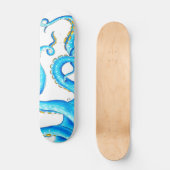 Blue Orange Tentacles Tinte Skateboard (Vorderseite)