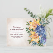 Blue Orange Tiger Lily Floral Änderung der Adresse Ankündigung (Stehend Vorderseite)
