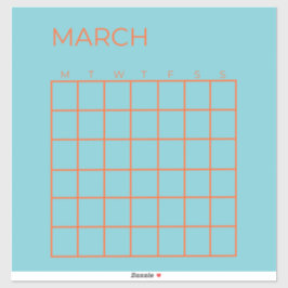 Blue Orange Tosca März Undated Calendar Plane Aufkleber