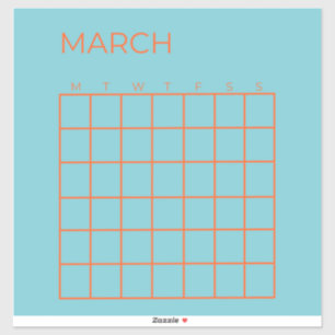 Blue Orange Tosca März Undated Calendar Plane Aufkleber