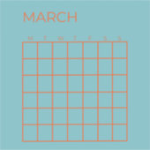 Blue Orange Tosca März Undated Calendar Plane Aufkleber (Vorderseite)