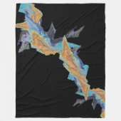Blue Orange Türkis Abstrakte Kunst Fleecedecke (Vorderseite)
