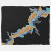 Blue Orange Türkis Abstrakte Kunst Fleecedecke (Vorderseite (Horizontal))