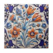 Blue Orange Türkische Blumenpopulationen & Tulip B Fliese (Vorderseite)