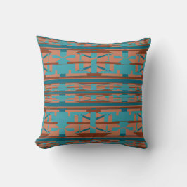 Blue Orange Turquoise Southwest Look Tribal Art Kissen