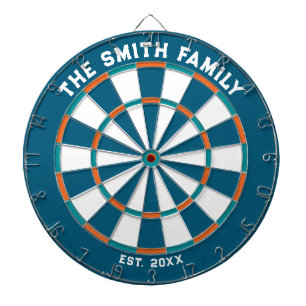 Blue, Orange und Aqua Family Dartboard mit Dartboa Dartscheibe