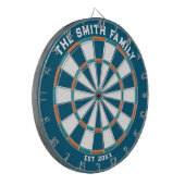 Blue, Orange und Aqua Family Dartboard mit Dartboa Dartscheibe (Vorderseite Links)