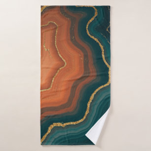 Blue Orange und Gold Geode Inspiriert Badhandtuch Set