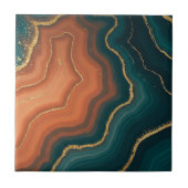 Blue Orange und Gold Geode Inspiriert Fliese (Vorderseite)