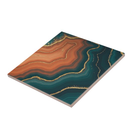 Blue Orange und Gold Geode Inspiriert Fliese (Seite)