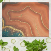 Blue Orange und Gold Geode Inspiriert Geschirrtuch (Gefaltet)