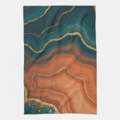 Blue Orange und Gold Geode Inspiriert Geschirrtuch (Vertikal)