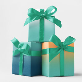 Blue Orange und Light Aquamarin Ombre Mix Geschenkpapier Set