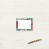 Blue Orange und White Pop Blume Post-it Klebezettel (Auf Schreibtisch)