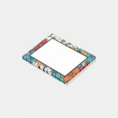 Blue Orange und White Pop Blume Post-it Klebezettel (angewinkelt)