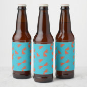 Blue, orange, vibrant, trendy geometric pattern bierflaschenetikett (Flaschen)
