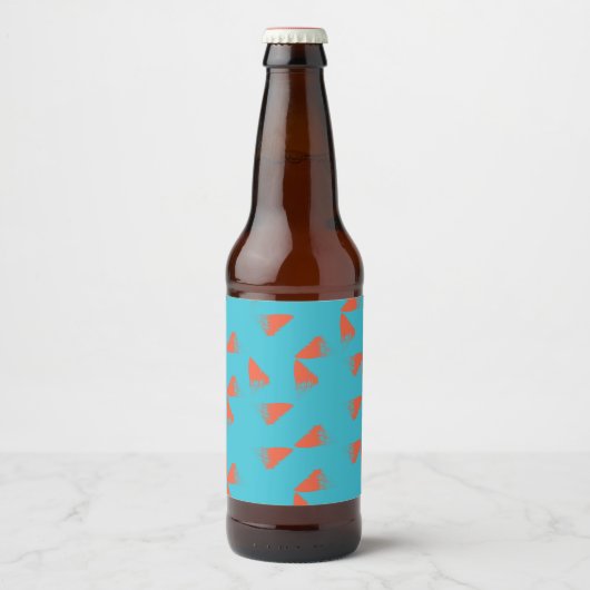 Blue, orange, vibrant, trendy geometric pattern bierflaschenetikett (Vorderseite)